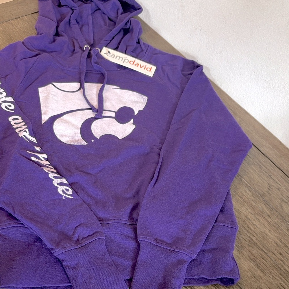 NWT [camp david] Kansas State Wildcats NCAA Hooded Sweatshirt Purple Women’s S M - Picture 3 of 10